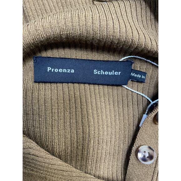 Proenza Schouler Brown Merino Wool Ruffled Cardigan Size S - Picture 3 of 4